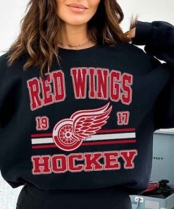 Vintage 90s Detroit Red Wings Sweatshirt Shirt, Red Wings Hockey Crewneck Sweatshirt