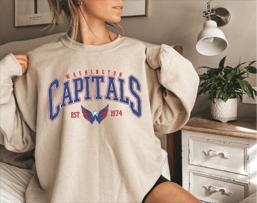 Washington Capitals Sweatshirt, Unisex Hockey Tee, Hockey Fan Sweater, Hockey Hoodie, Vintage Sweatshirt