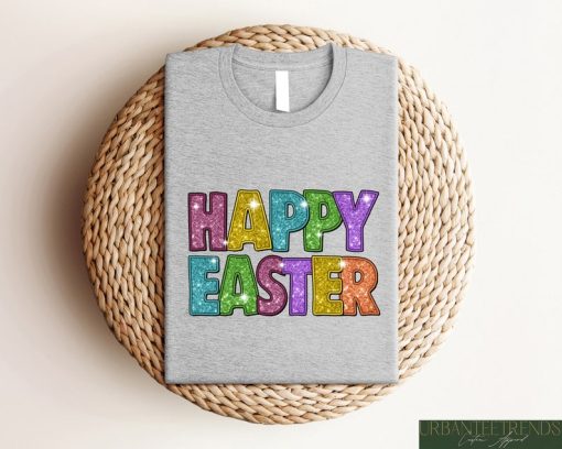 Happy Easter Glitter Shirt, Watercolor Easter Day Sweatshirt, Easter Day Sayings Tee, Easter Day Glitter Gifts