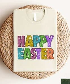 Happy Easter Glitter Shirt, Watercolor Easter Day Sweatshirt, Easter Day Sayings Tee, Easter Day Glitter Gifts