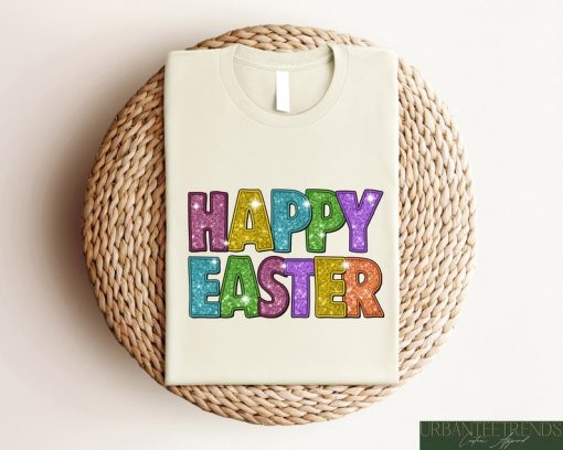 Happy Easter Glitter Shirt, Watercolor Easter Day Sweatshirt, Easter Day Sayings Tee, Easter Day Glitter Gifts