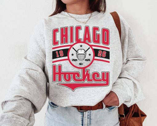 Vintage Chicago Blackhawk Sweatshirt  T-Shirt, Blackhawks Sweater, Blackhawk Shirt, Hockey Fan