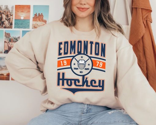 Vintage Edmonton Oiler Sweatshirt  T-Shirt, Oilers Sweater, Oilers T-Shirt, Hockey Fan Shirt, Retro Edmonton Ice Hockey