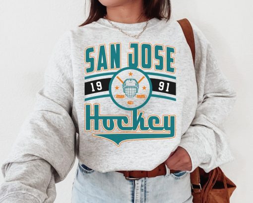 Vintage San Jose Shark Sweatshirt  T-Shirt, Sharks Sweater, Sharks T-Shirt, Hockey Fan Shirt, Retro San Jose Ice Hockey