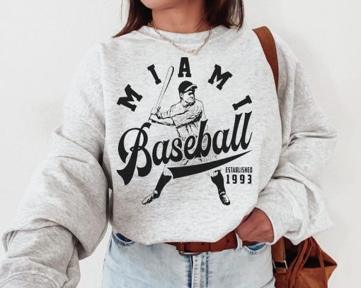 Vintage Miami Marlin Crewneck Sweatshirt / T-Shirt, Marlins EST 1993 Sweatshirt, Miami Baseball Game Day