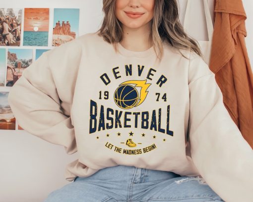 Vintage Denver Nugget Sweatshirt  T-Shirt, Nuggets Sweater, Nuggets T-Shirt, Denver 1974, Basketball Fan Shirt