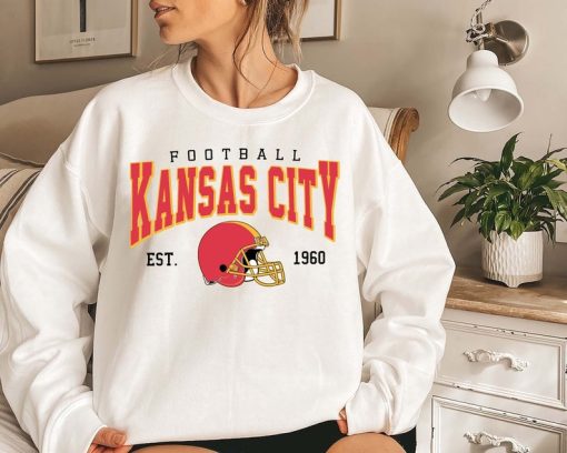 Retro Kansas City Football Shirt, Vintage Style Kansas City Football Crewneck Sweatshirt