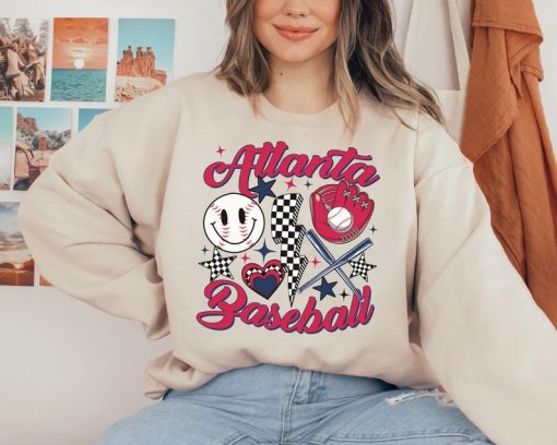 Vintage Atlanta Brave Crewneck Sweatshirt / T-Shirt, Retro Groovy Atlanta Shirt, Atlanta Baseball Sweatshirt