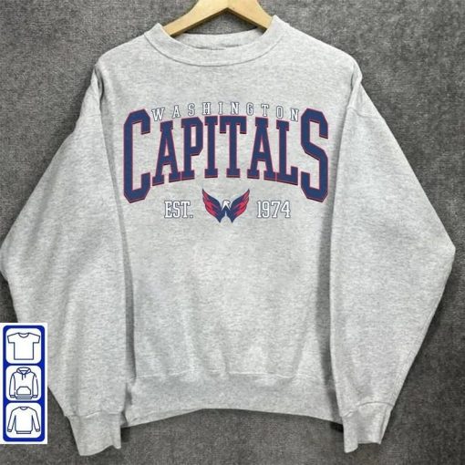 Retro Washington Capitals Sweatshirt, Hockey Sweatshirt, Vintage Sweatshirt, Gameday Apparel Hoodie, Hockey Fan Shirt