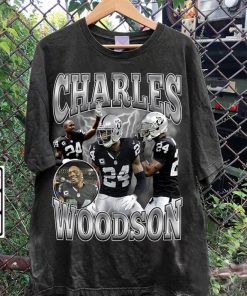 Vintage 90s Graphic Style Charles Woodson T-Shirt - Charles Woodson TShirt - Retro American Football Tee For Man and