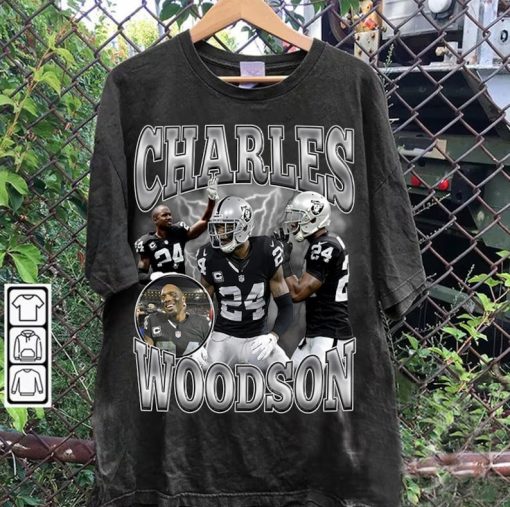 Vintage 90s Graphic Style Charles Woodson T-Shirt - Charles Woodson TShirt - Retro American Football Tee For Man and