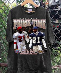 Vintage 90s Graphic Style Deion Sanders T-Shirt - Prime Time Vintage Hoodie - Retro American Football Tee For Man and