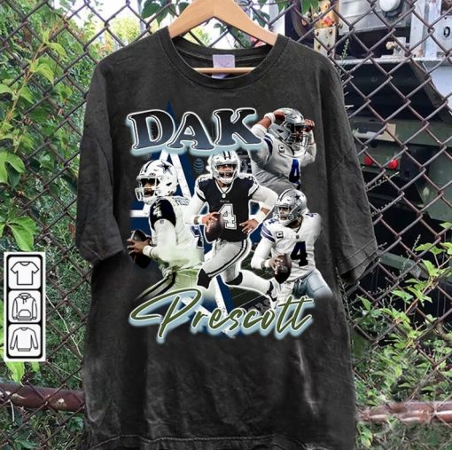 Vintage 90s Graphic Style Dak Prescott T-Shirt - Dak Prescott Vintage Hoodie - Retro American Football Tee For Man and