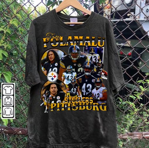 Vintage 90s Graphic Style Troy Polamalu T-Shirt - Troy Polamalu Hoodie - Retro American Football Tee For Man and Woman