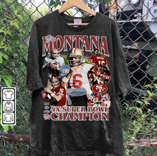 Vintage 90s Graphic Style Joe Montana T-Shirt - Joe Montana Hoodie - Retro American Football Tee For Man and Woman