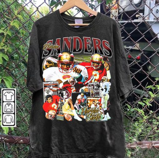 Vintage 90s Graphic Style Deion Sanders T-Shirt - Deion Sanders Retro Tshirt - Retro American Football Tee For Man and