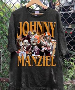 Vintage 90s Graphic Style Johnny Manziel T-Shirt - Johnny Manziel Football TShirt - American Football Tee For Man and