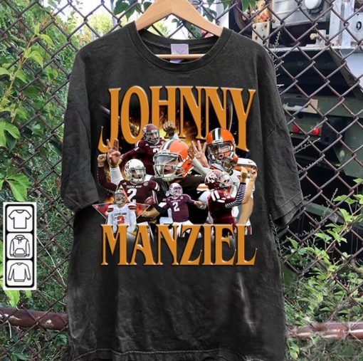 Vintage 90s Graphic Style Johnny Manziel T-Shirt - Johnny Manziel Football TShirt - American Football Tee For Man and