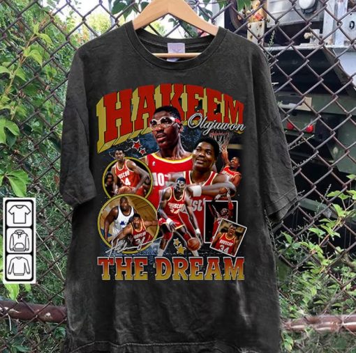 Vintage 90s Graphic Style Hakeem Olajuwon Shirt - Hakeem Olajuwon Basketball Tee - Retro Basketball Tee For Man and