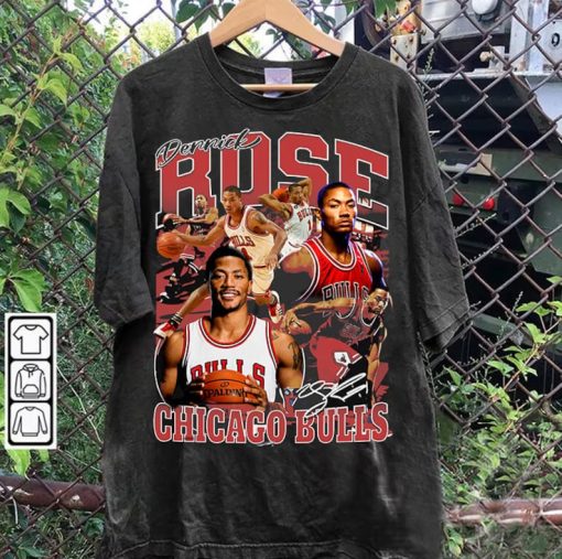 Vintage 90s Graphic Style Derrick Rose T-Shirt - Derrick Rose Vintage Shirt - Retro American Basketball Tee For Man and