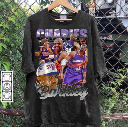 Vintage 90s Graphic Style Charles Barkley T-Shirt - Charles Barkley T-Shirt - Retro American Basketball Tee For Man and