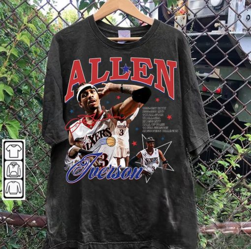 Vintage 90s Graphic Style Allen Iverson T-Shirt - Allen Iverson Sweatshirt - Retro American Basketball Tee For Man and