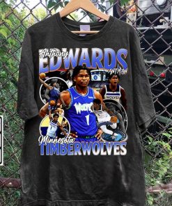 Vintage 90s Graphic Style Anthony Edwards T-Shirt - Anthony Edwards Shirt - Retro American Basketball Tee For Man and