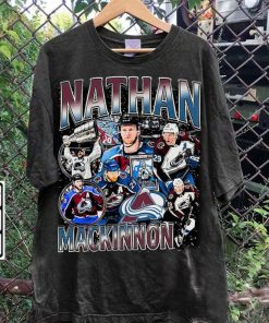 Vintage 90s Graphic Style Nathan MacKinnon T-Shirt - Nathan MacKinnon Shirt - Retro American Ice Hockey Tee For Man and