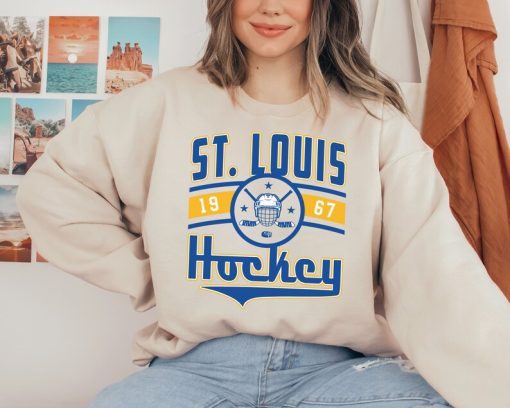 Vintage ST. Louis Blue Sweatshirt  T-Shirt, Blues Sweater, Blues T-Shirt, Hockey Fan Shirt, Retro ST. Louis Ice Hockey