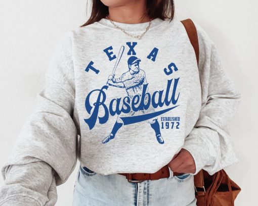 Vintage Texas Ranger Crewneck Sweatshirt / T-Shirt, Rangers EST 1972 Sweatshirt, Texas Baseball Game Day