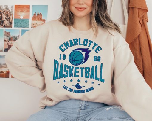 Vintage Charlotte Hornet Sweatshirt  T-Shirt, Hornets Sweater, Hornets T-Shirt, Charlotte 1988