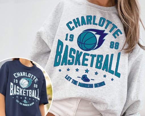 Vintage Charlotte Hornet Sweatshirt  T-Shirt, Hornets Sweater, Hornets T-Shirt, Charlotte 1988