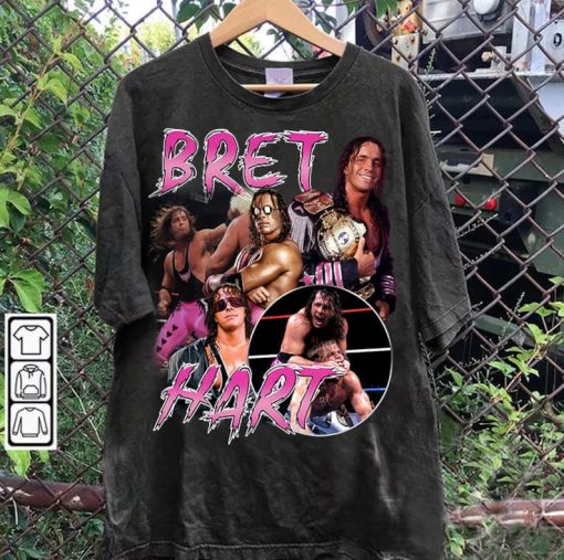 Vintage 90s Graphic Style Bret Hart T-Shirt - Bret Hart Sweatshirt - Retro American Professional Wrestler Tee For Man