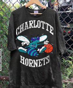 Vintage 90s Graphic Style Charlotte Hornets T-Shirt - Charlotte Hornets Sweatshirt - Retro Basketball Tee For Man and