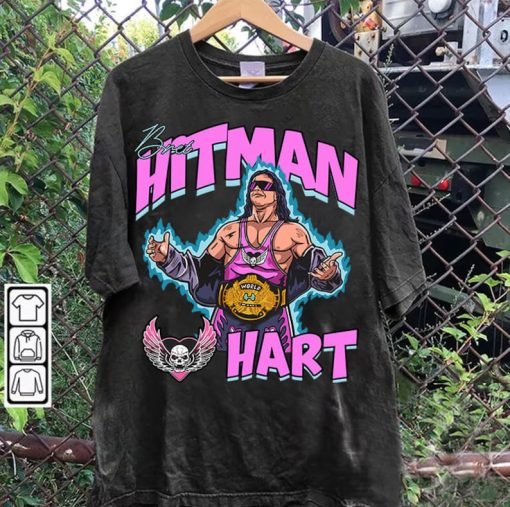 Vintage 90s Graphic Style Bret Hart TShirt - Bret Hart Hitman Sweatshirt - American Professional Wrestler Tee For Man