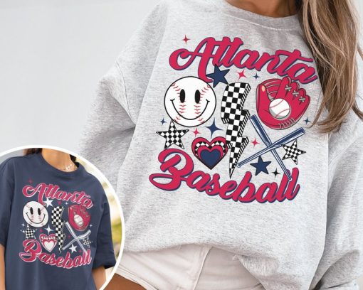 Vintage Atlanta Brave Crewneck Sweatshirt / T-Shirt, Retro Groovy Atlanta Shirt, Atlanta Baseball Sweatshirt