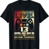 13th Birthday Gift Boys Level 13 Unlocked Official Teenager T-Shirt