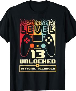 13th Birthday Gift Boys Level 13 Unlocked Official Teenager T-Shirt