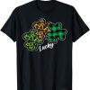 Leopard Shamrocks Lucky St Patricks Day Women Girls Kids T-Shirt