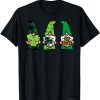 Three Nordic Gnomes Plaid Leopard Shamrock St Patricks Day T-Shirt