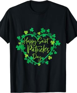 Cute Lucky Heart Shamrock Happy St Patricks Day Family Heart T-Shirt