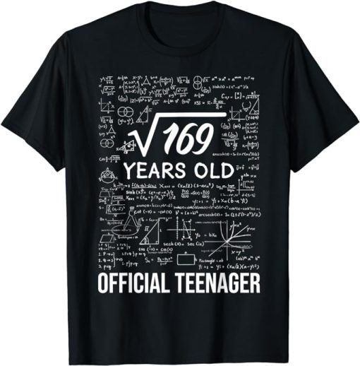 13 Birthday Official Teenager Boy 13yr Math 13th Birthday T-Shirt