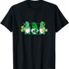 Three Gnomes Holding Irish Clover Shamrock St Patrick's Day T-Shirt