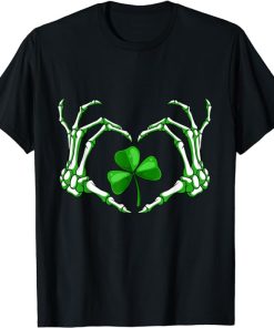 Skeleton Hand Heart Shamrock St Patricks Day Saint Paddys T-Shirt