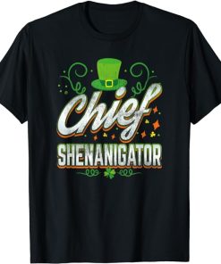 Retro Chief Shenanigator Lucky Leprechaun Hat St Patrick Day T-Shirt