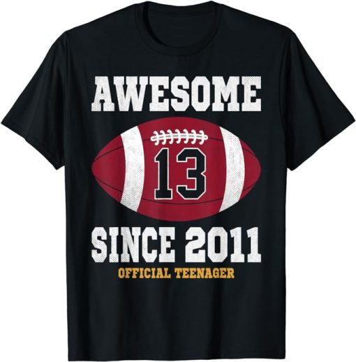 13th Birthday Football Player 13 Years Old Official Teenager T-Shirt