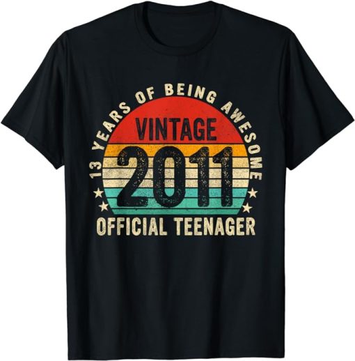 13 Yr Old Gifts Vintage 2011 Official Teenager 13th Birthday T-Shirt