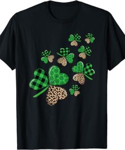 St. Patricks Day Shamrock Irish Leopard Print Women Girls T-Shirt