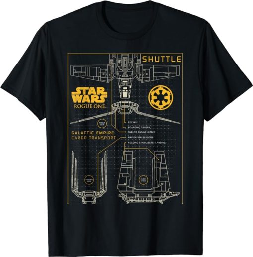 Star Wars Rogue One Imperial Shuttle Diagram Graphic T-Shirt T-Shirt