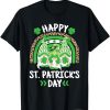 Happy St Patricks Day Leopard Rainbow Irish Gnomes Shamrock T-Shirt